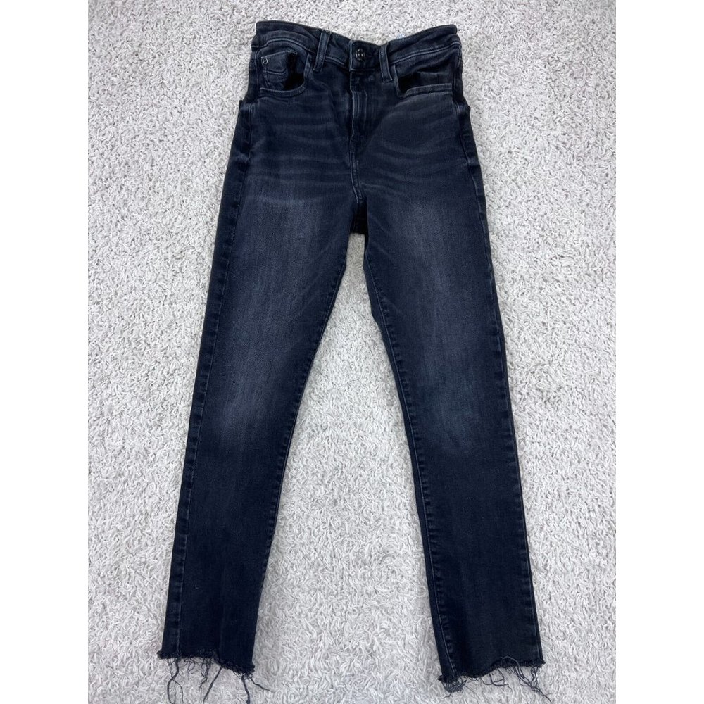 Zara Denin Black Skinny Stretch Jeans, Raw Hem, sz 4, EUC!